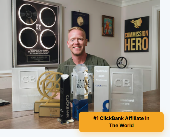 Robby Blanchard with his ClickBank number one affiliate awards